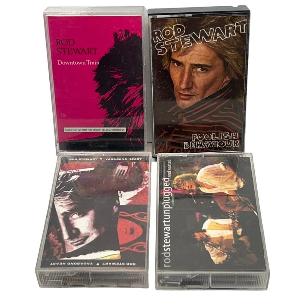 Rod Stewart Rock Cassette Lot of 4 Foolish Behaviour Vagabond Heart Unplugged